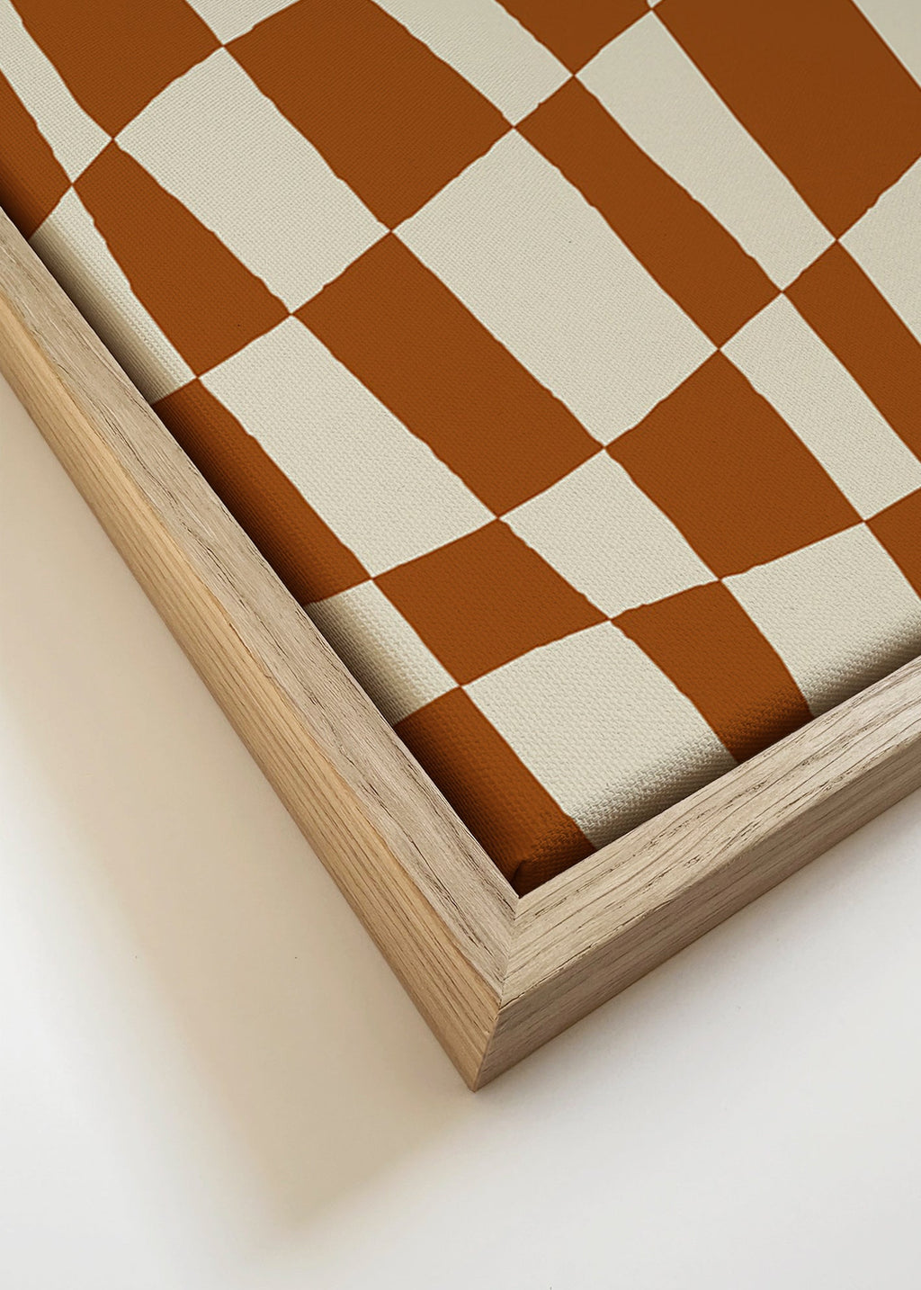 Geometrisk plakat med bølget skakmønster – Canvas detail