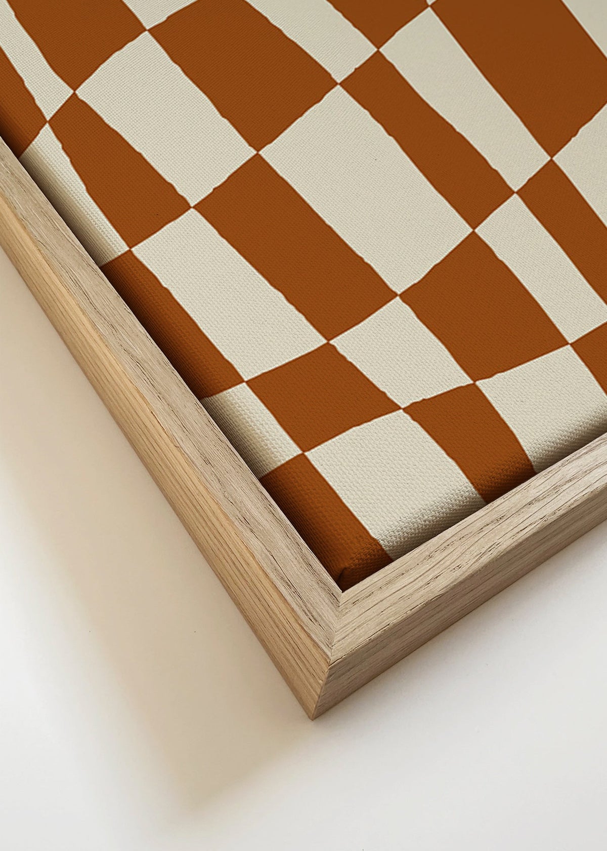 Geometrisk plakat med bølget skakmønster – Canvas detail