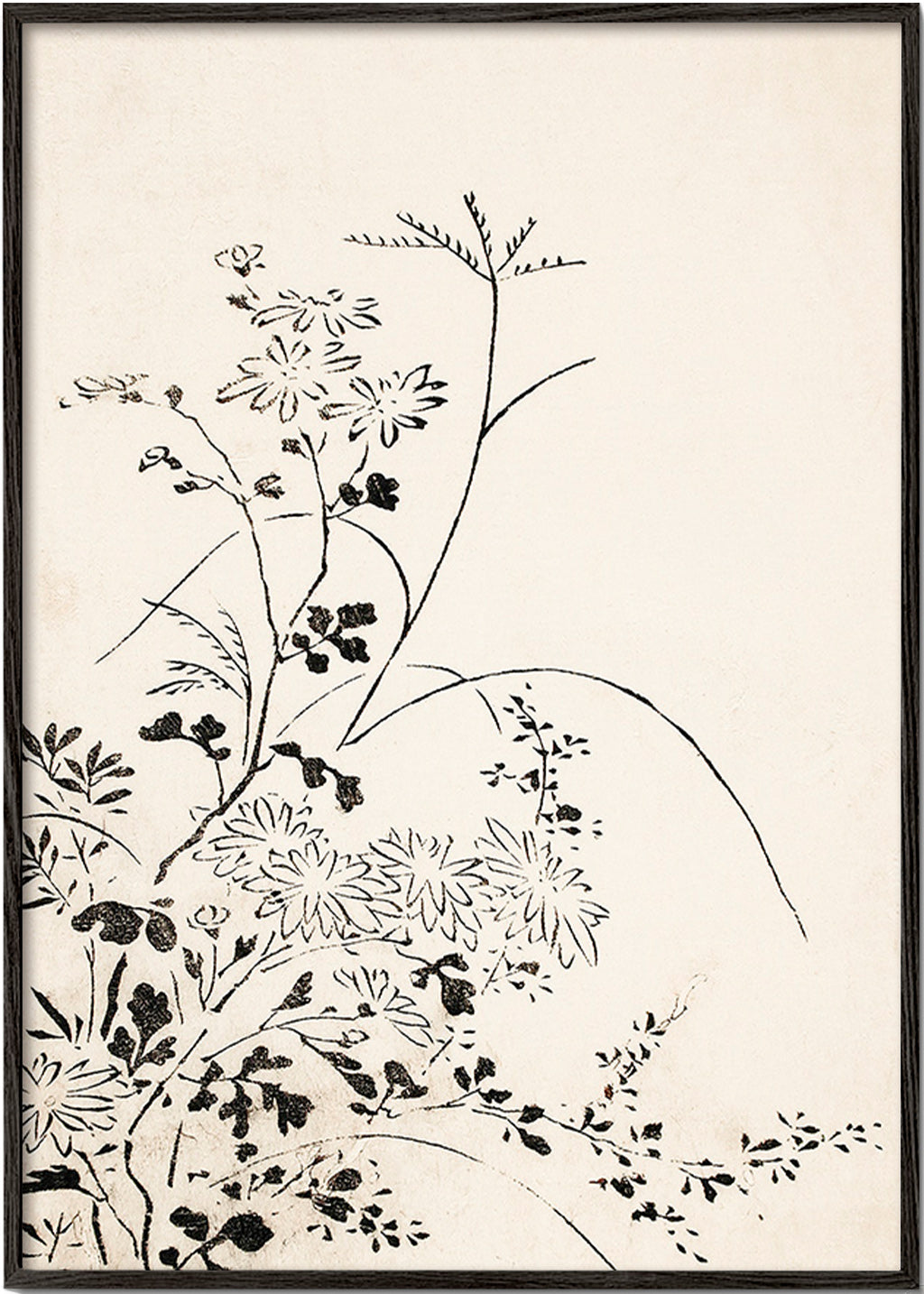 Botanisk blæktryk i japansk minimalisme – Black Frame