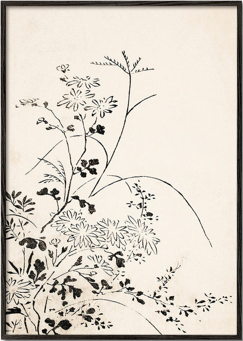 Botanisk blæktryk i japansk minimalisme – Black Frame