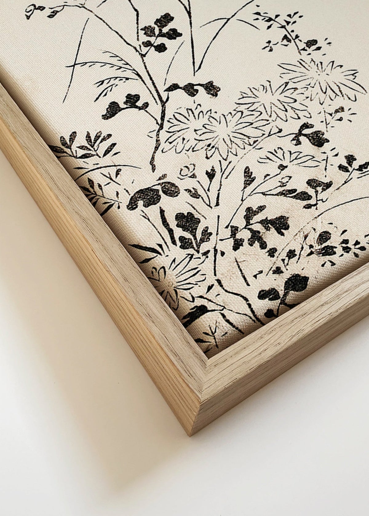 Botanisk blæktryk i japansk minimalisme – Canvas detail