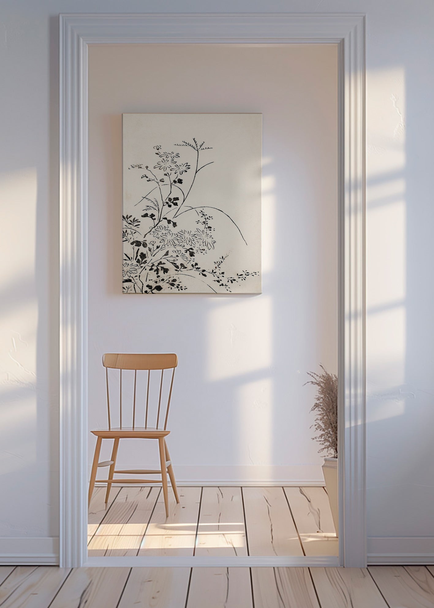 Botanisk blæktryk i japansk minimalisme – Canvas