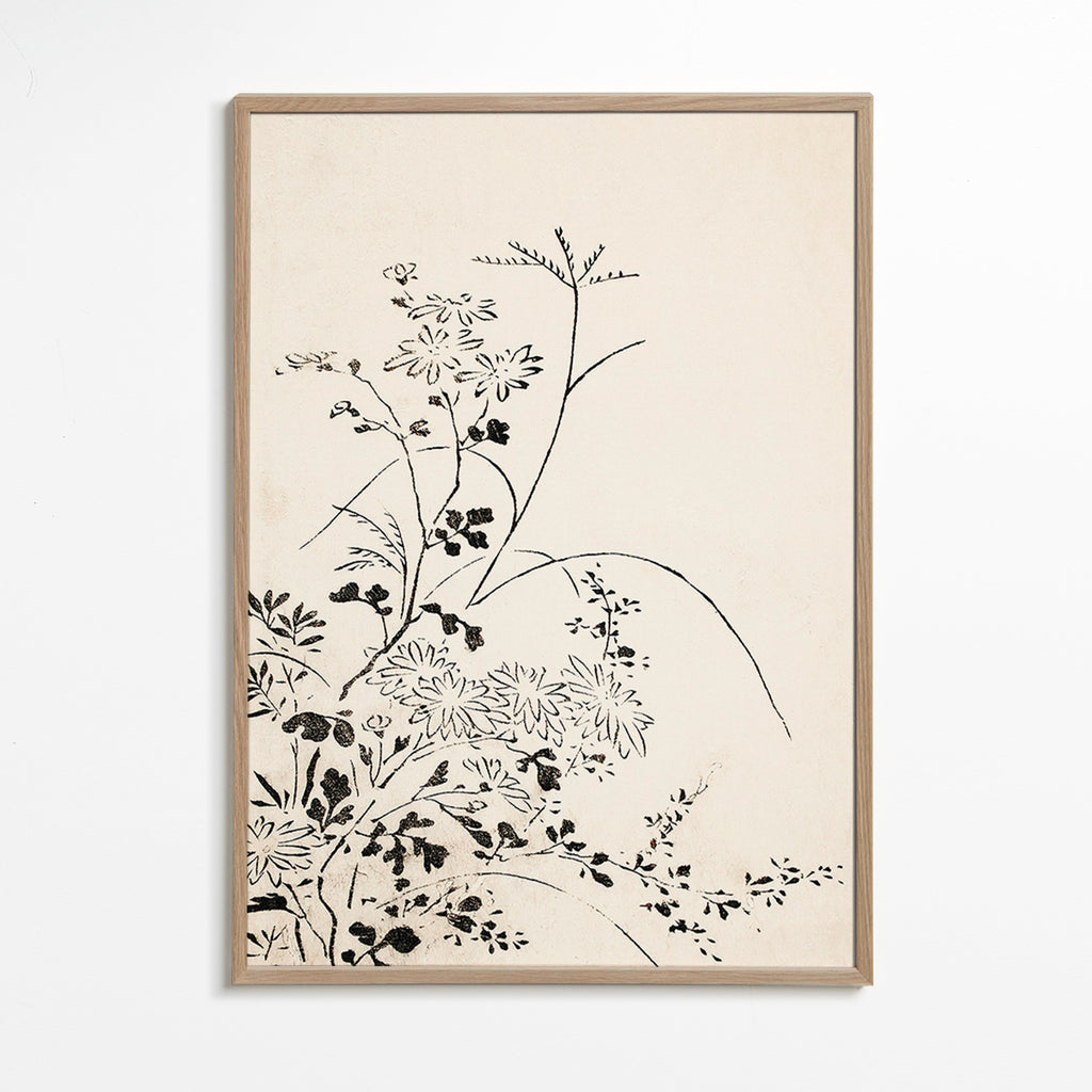 Botanisk blæktryk i japansk minimalisme – Oak Frame