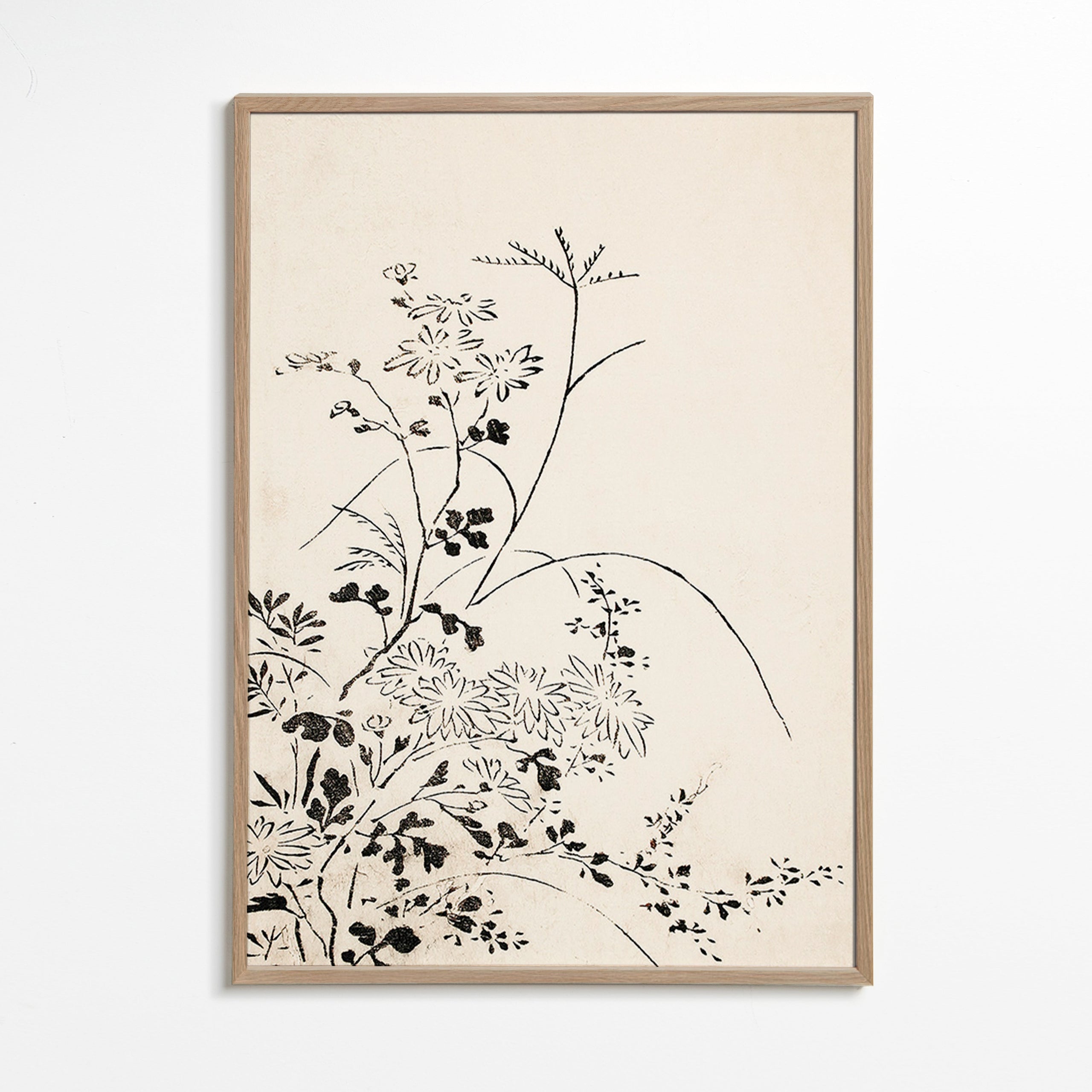 Botanisk blæktryk i japansk minimalisme – Oak Frame