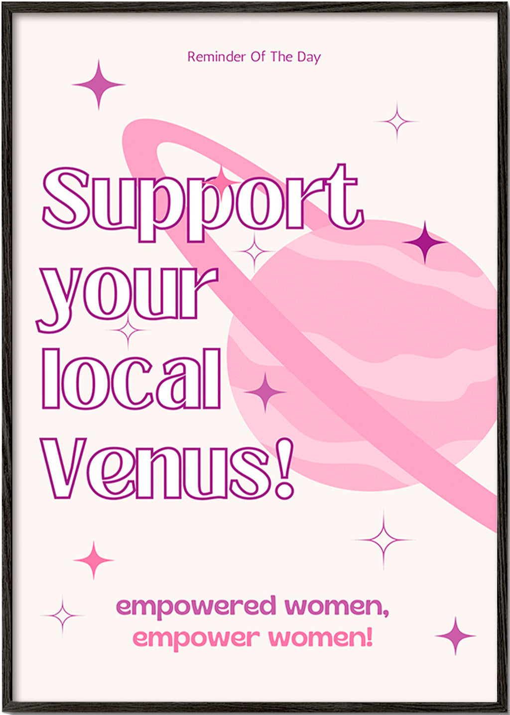 Typografisk Venus-plakat – Black Frame