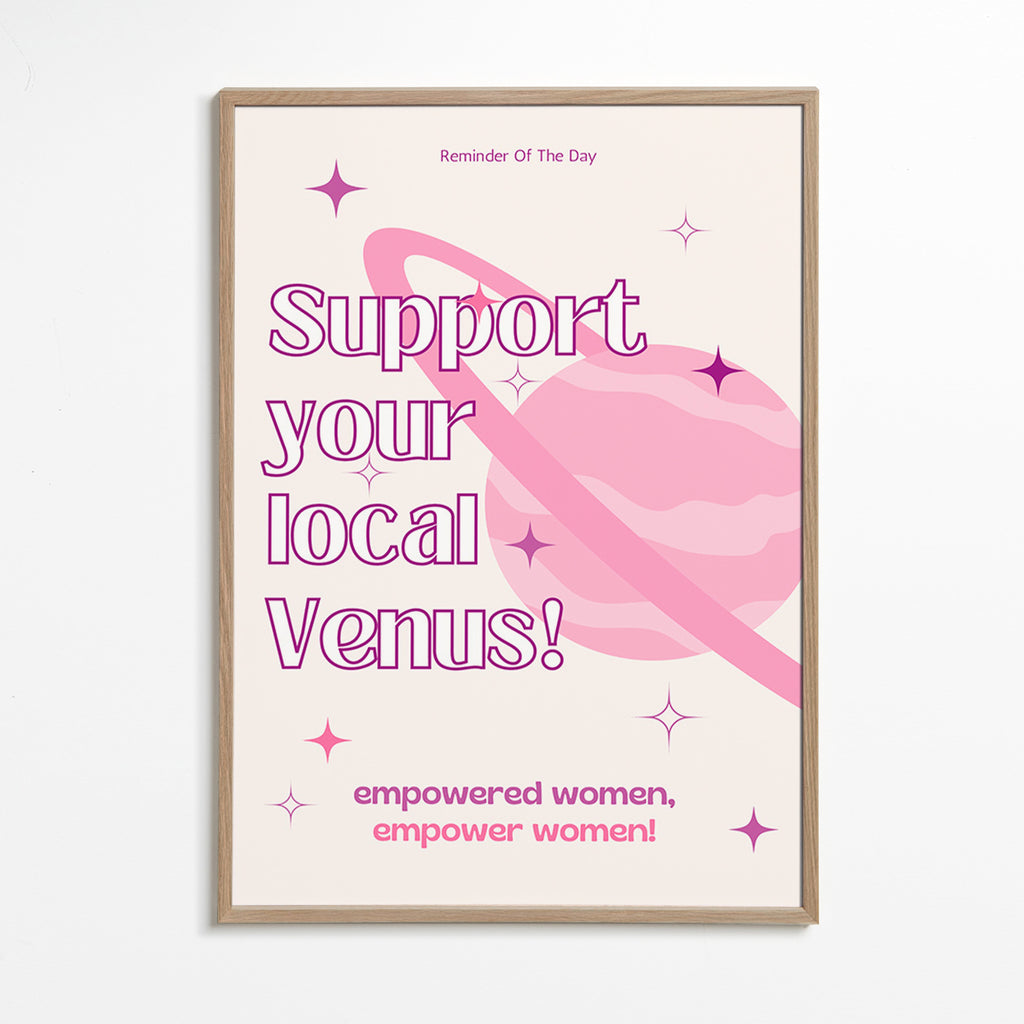 Typografisk Venus-plakat – Oak Frame
