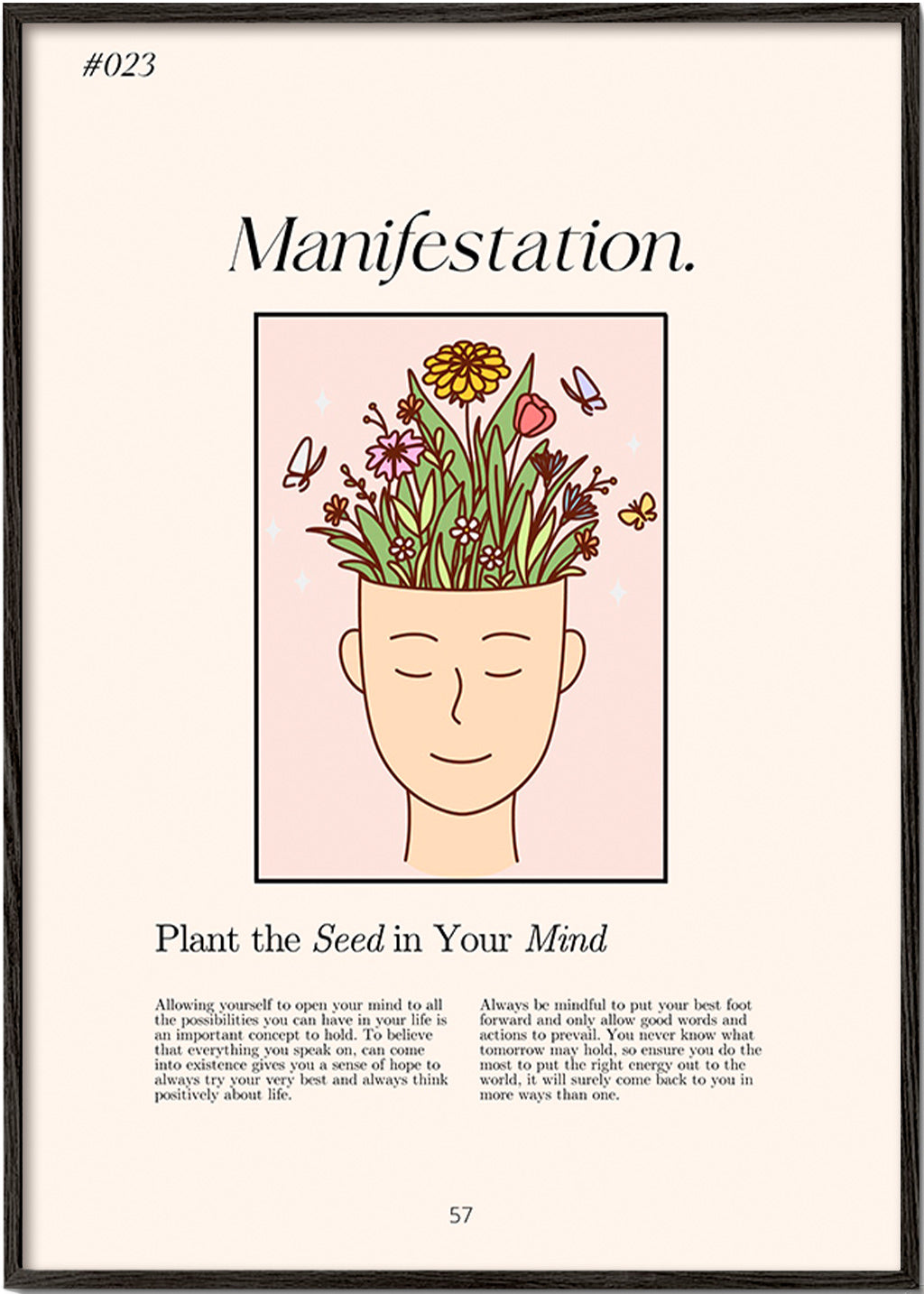 Illustration hoved med planter – Black Frame