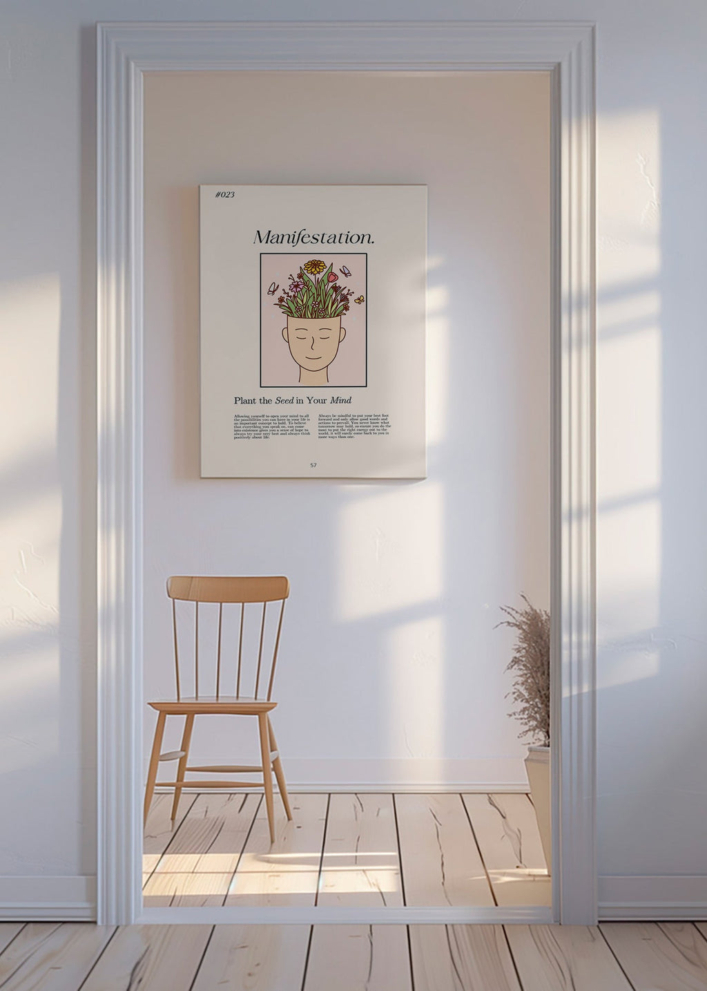 Illustration hoved med planter – Canvas
