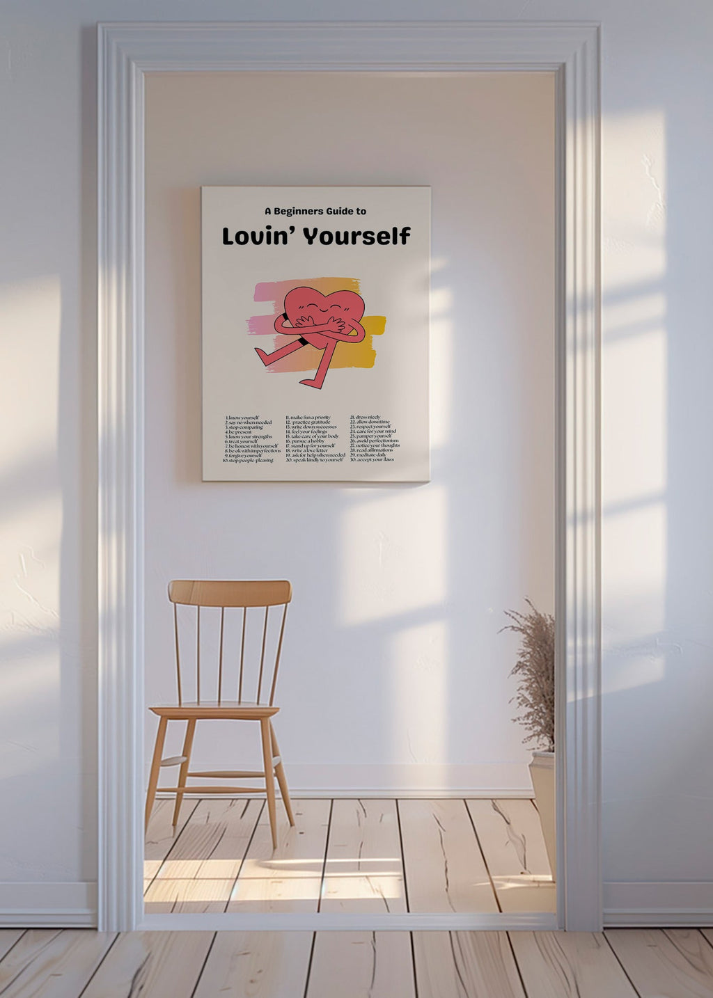 Illustration: Krammende hjerte med pastelfarvede penselstrøg – Canvas