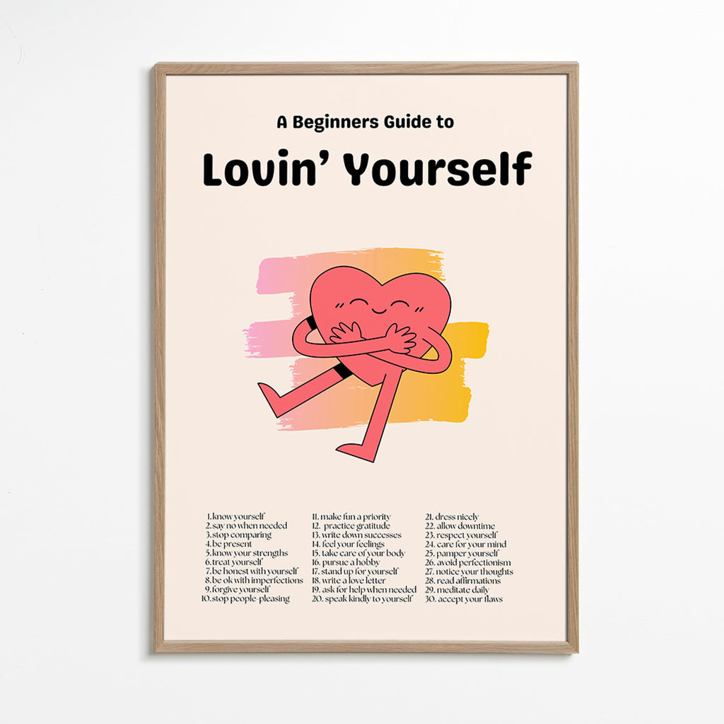 Illustration: Krammende hjerte med pastelfarvede penselstrøg – Oak Frame