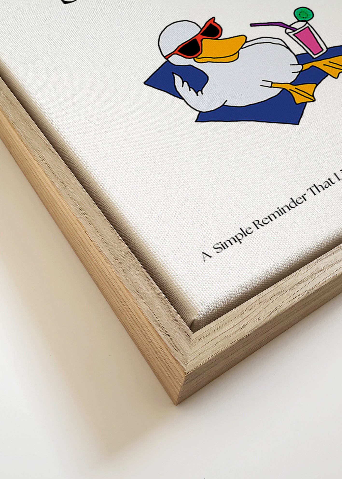 Gås-illustration med humoristisk tekst – Canvas detail