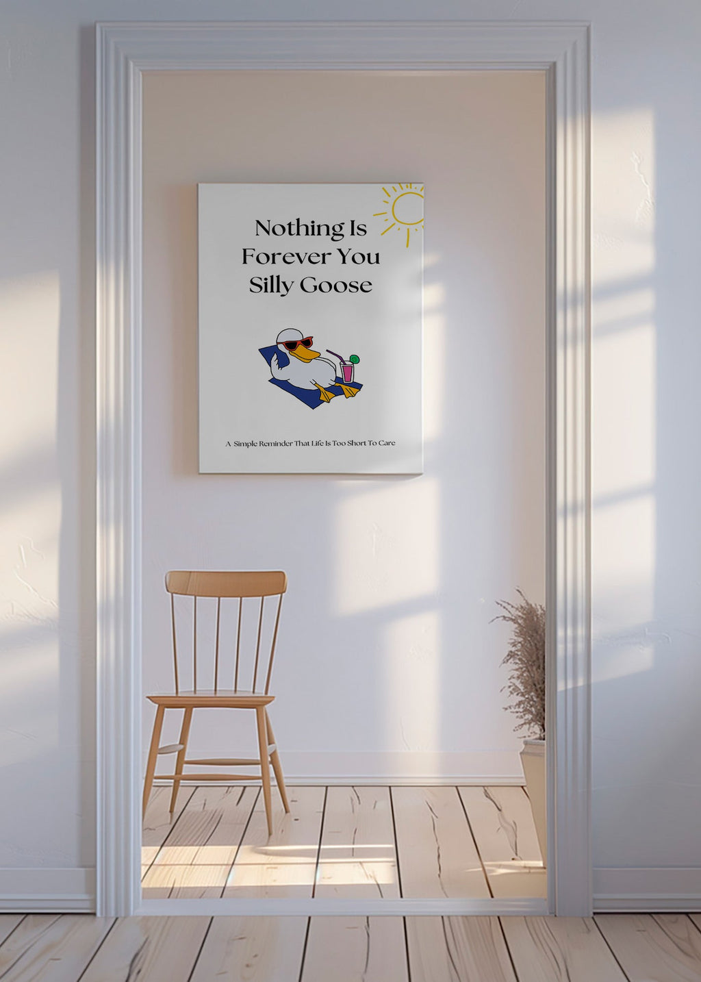 Gås-illustration med humoristisk tekst – Canvas