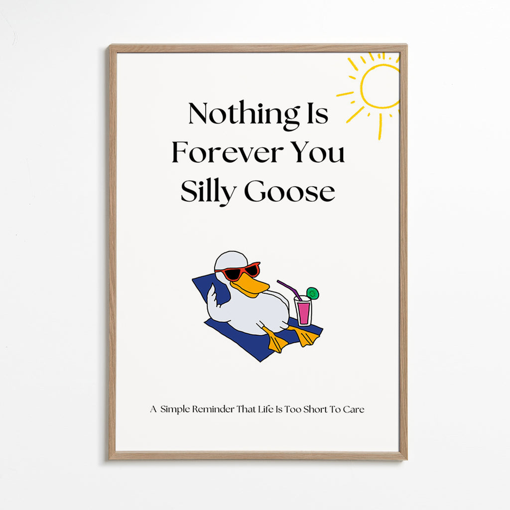 Gås-illustration med humoristisk tekst – Oak Frame