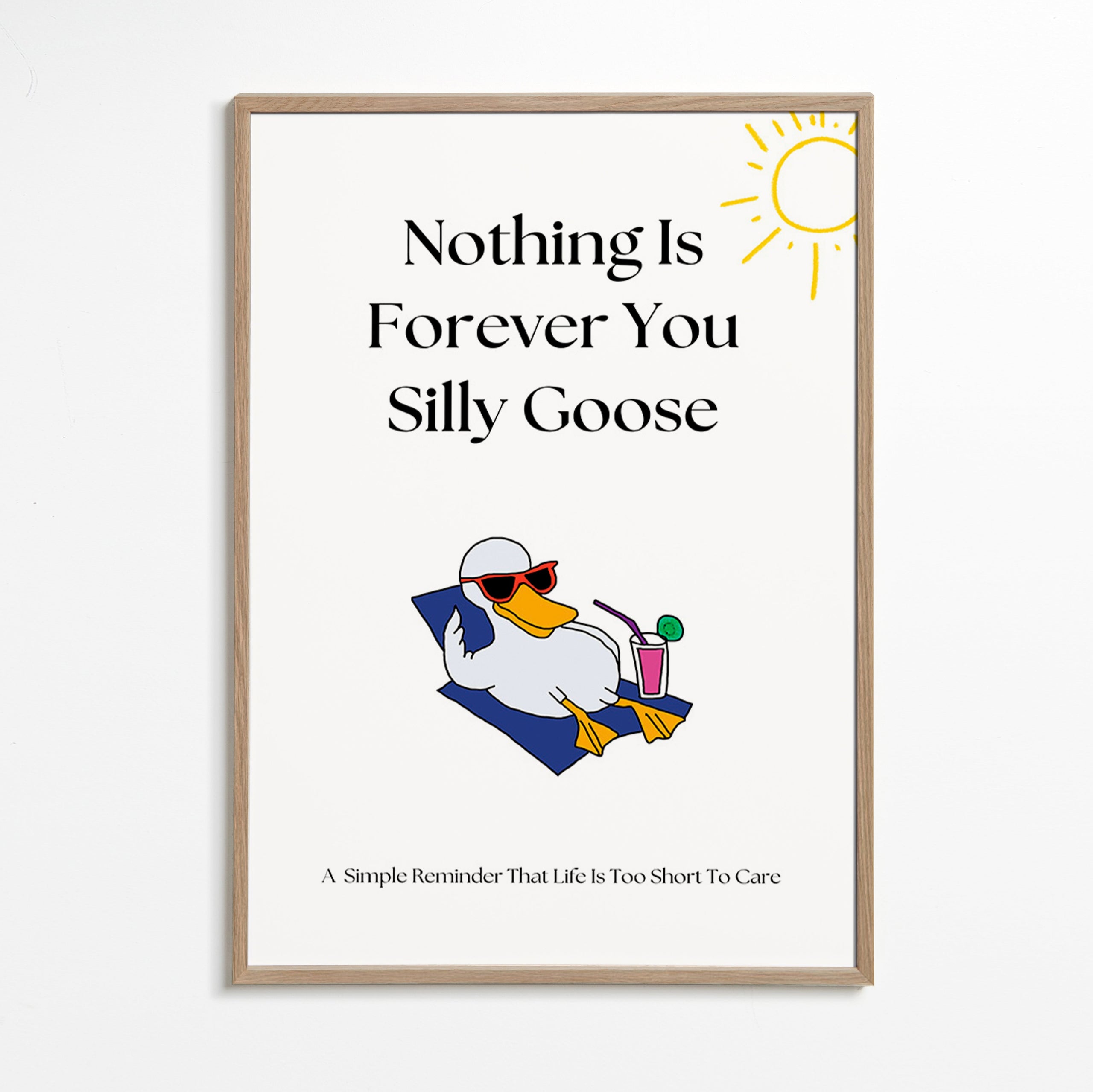 Gås-illustration med humoristisk tekst – Oak Frame