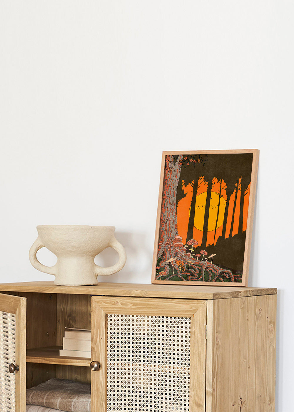 Illustration skov ved solnedgang med svampe – Product3