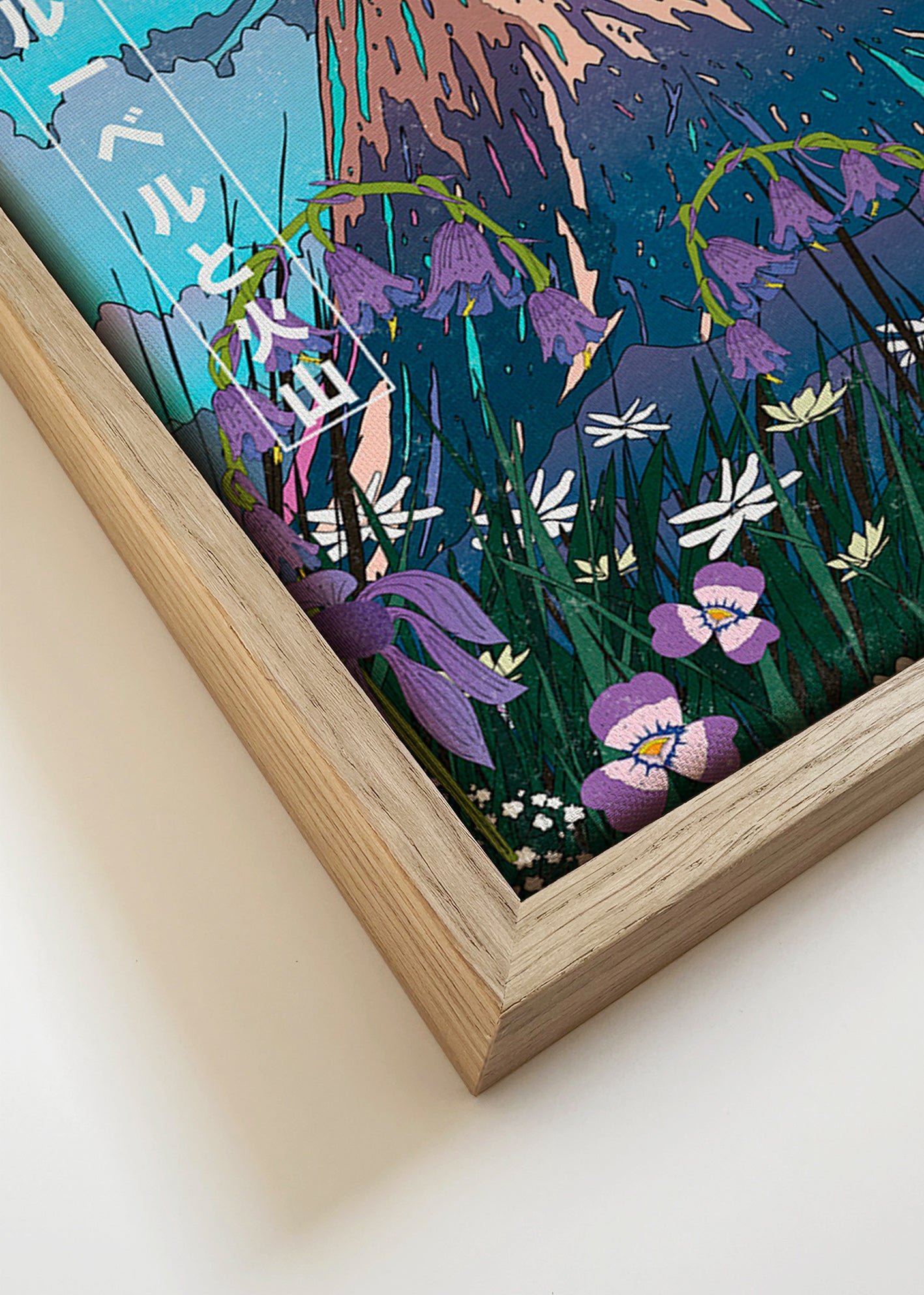 Landskabskunst: vulkan med klokker – Canvas detail