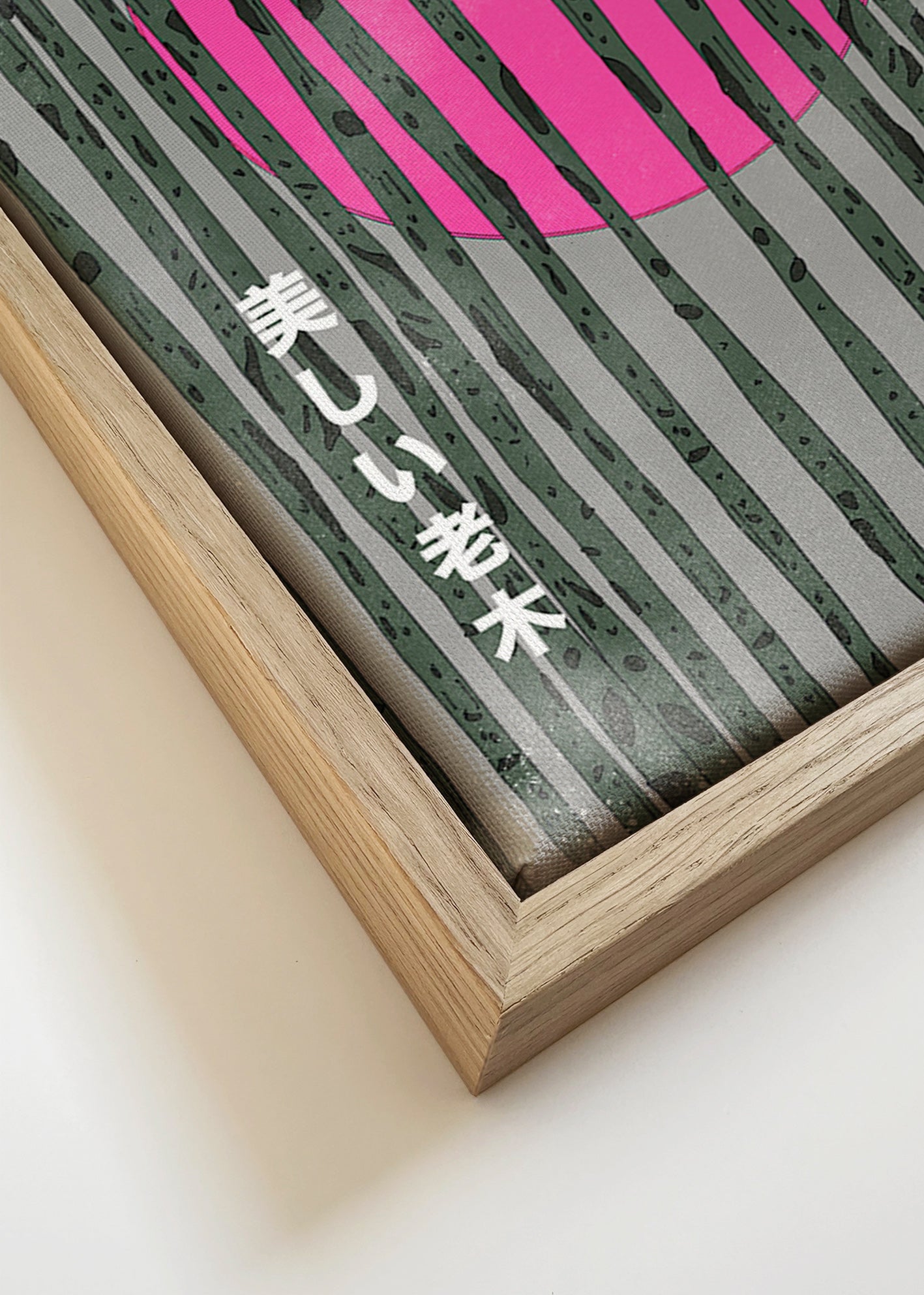 Botanisk plakat med rosa bambusskov – Canvas detail