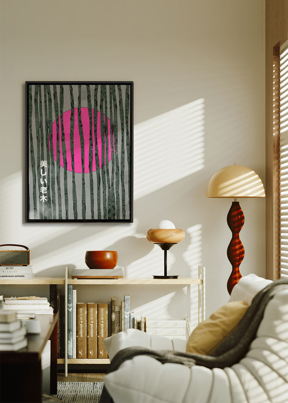 Botanisk plakat med rosa bambusskov – Canvas1
