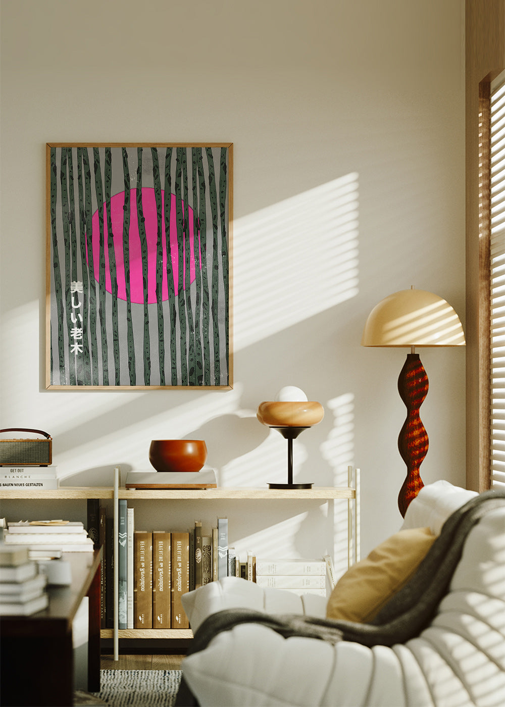 Botanisk plakat med rosa bambusskov – Product1