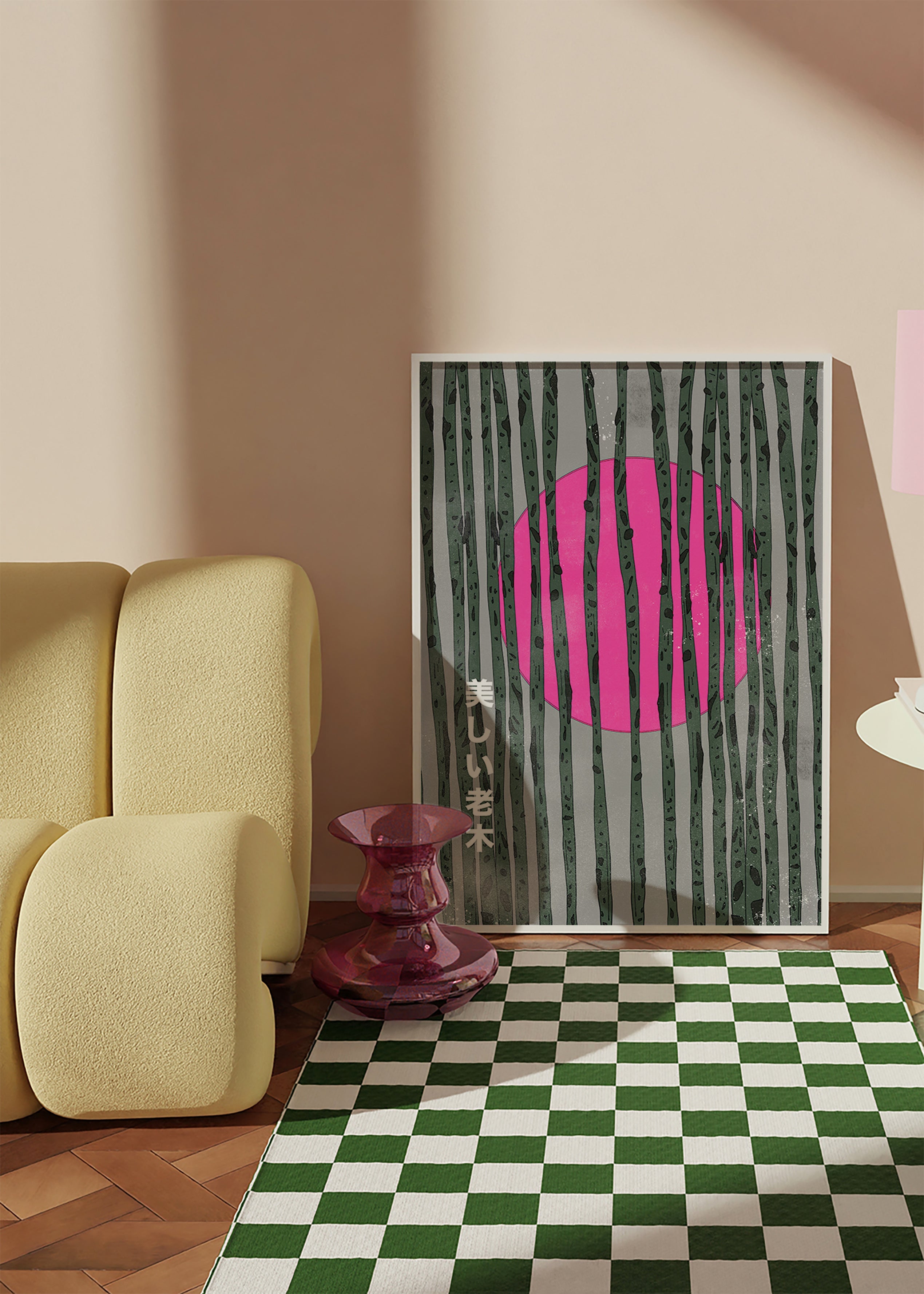 Botanisk plakat med rosa bambusskov – Product2