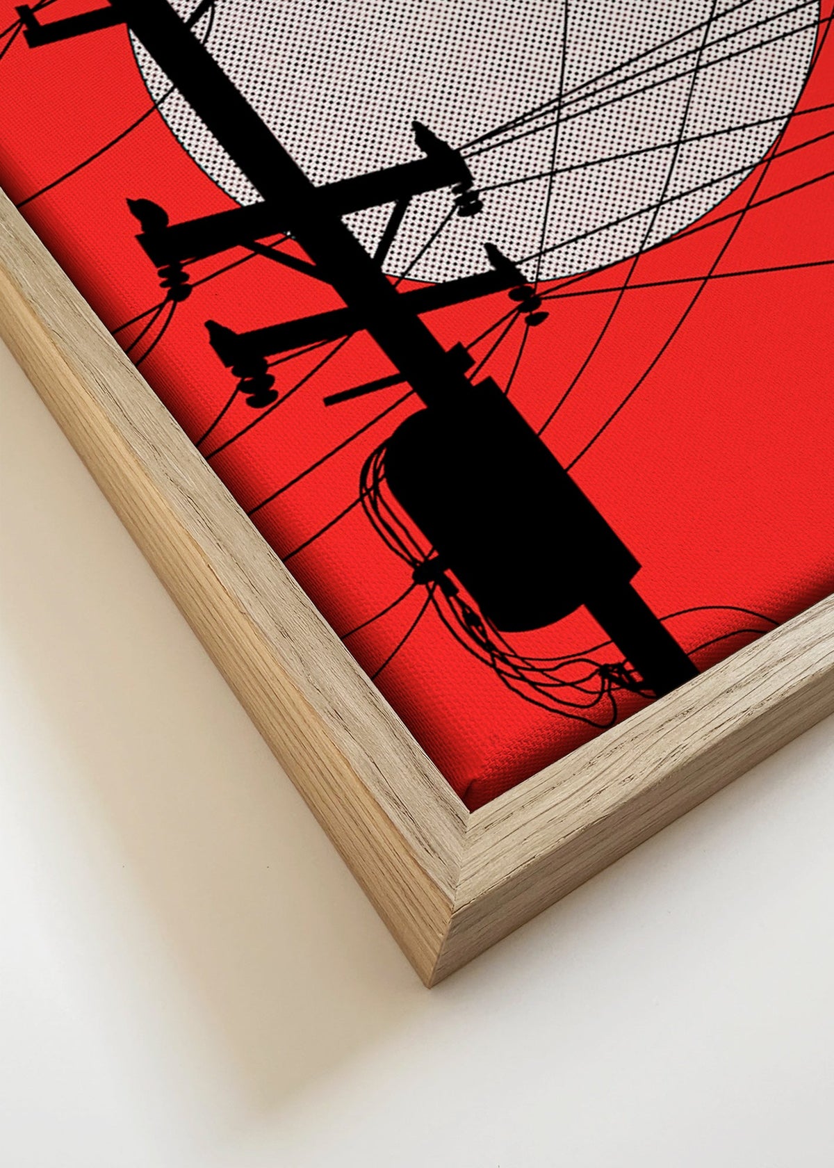 Japansk sol illustration med ledninger – Canvas detail