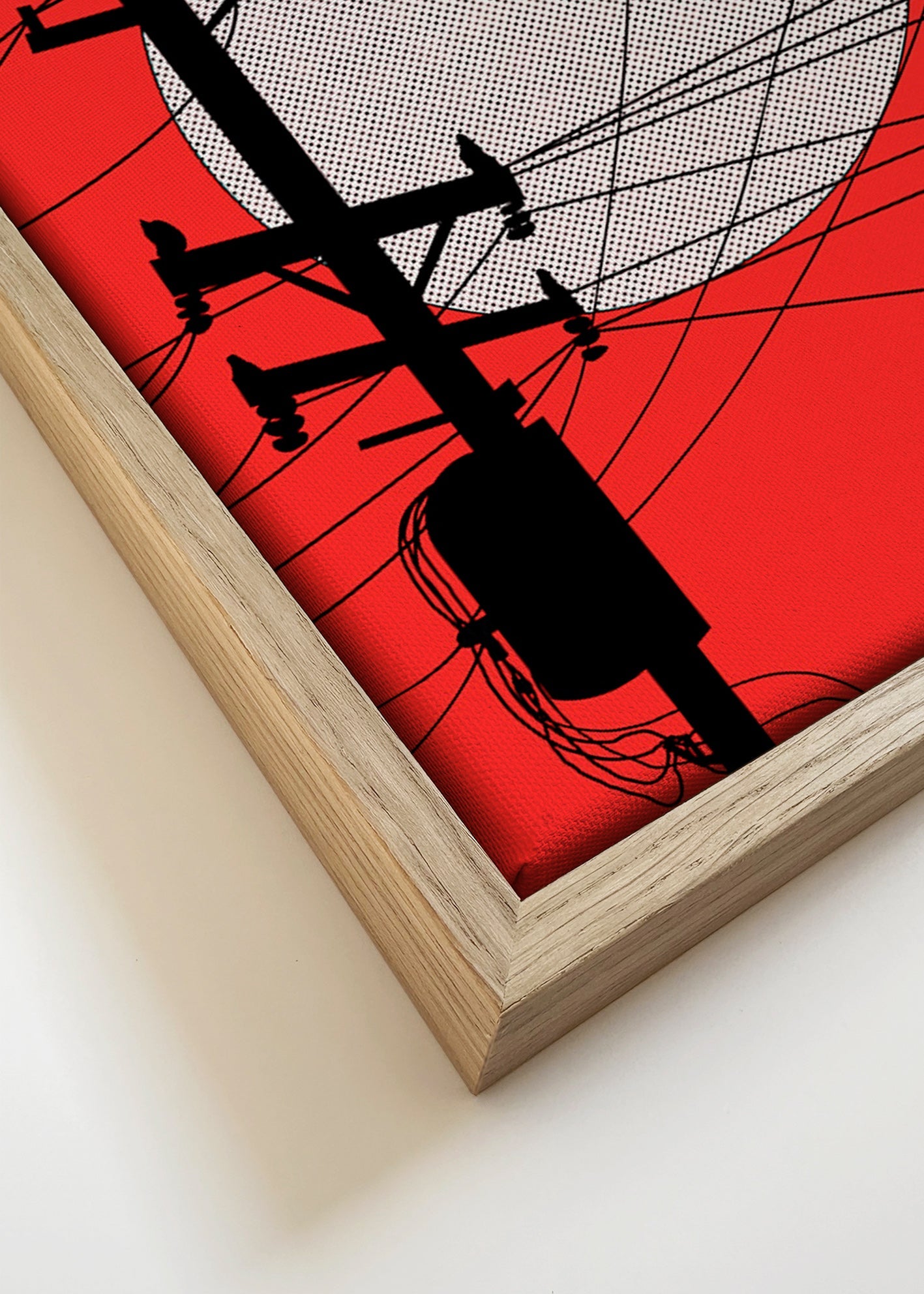 Japansk sol illustration med ledninger – Canvas detail