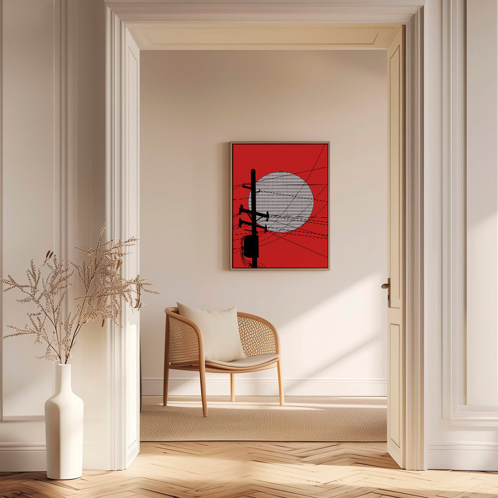 Japansk sol illustration med ledninger – Canvas1