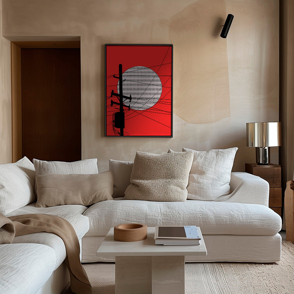 Japansk sol illustration med ledninger – Canvas2