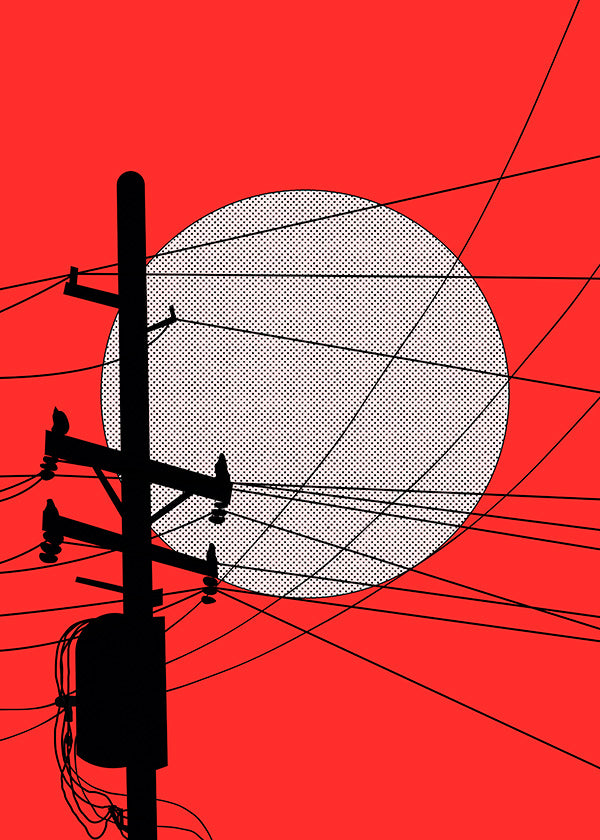 Japansk sol illustration med ledninger