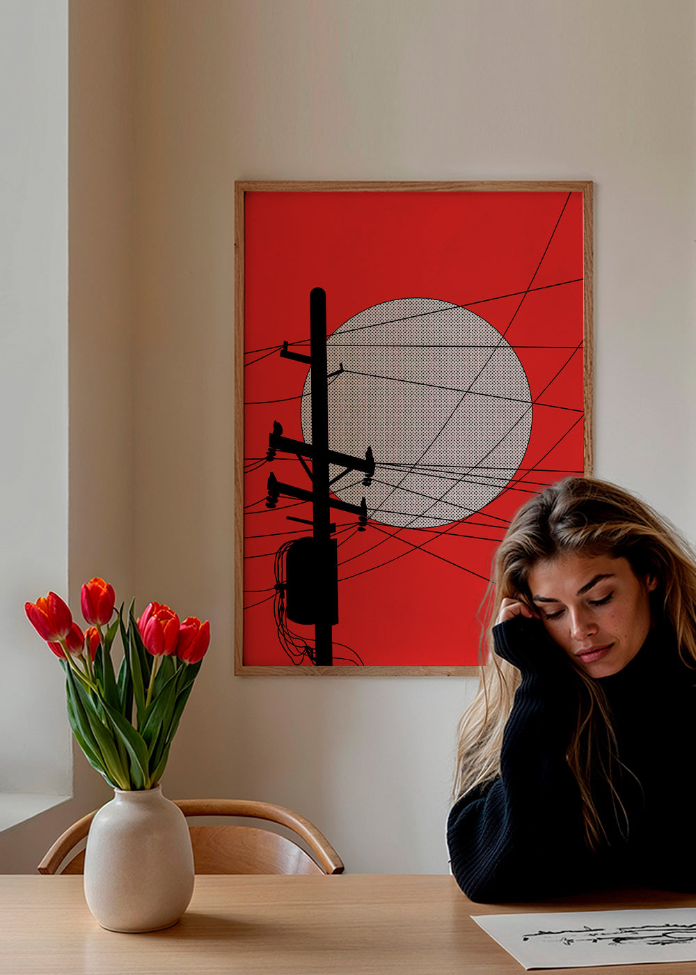 Japansk sol illustration med ledninger – Product1