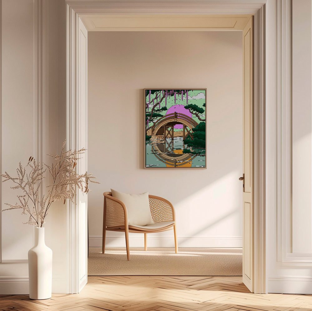 Landskabskunst: buet bro med spejling – Canvas1