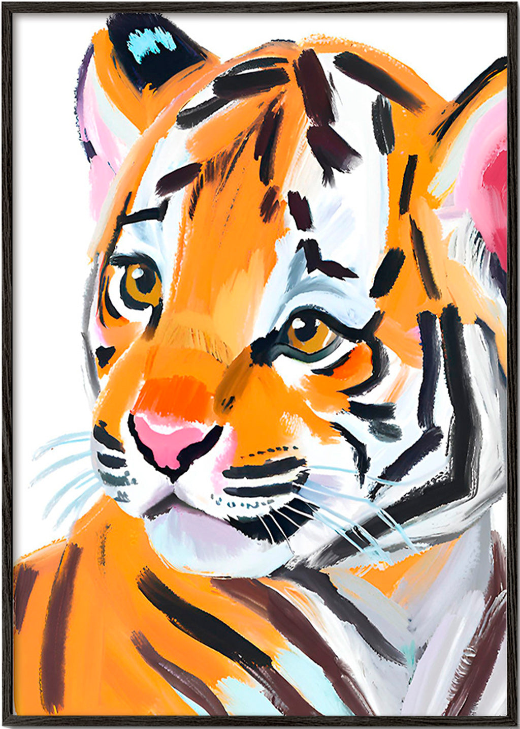 Kunst tiger illustration portræt – Black Frame