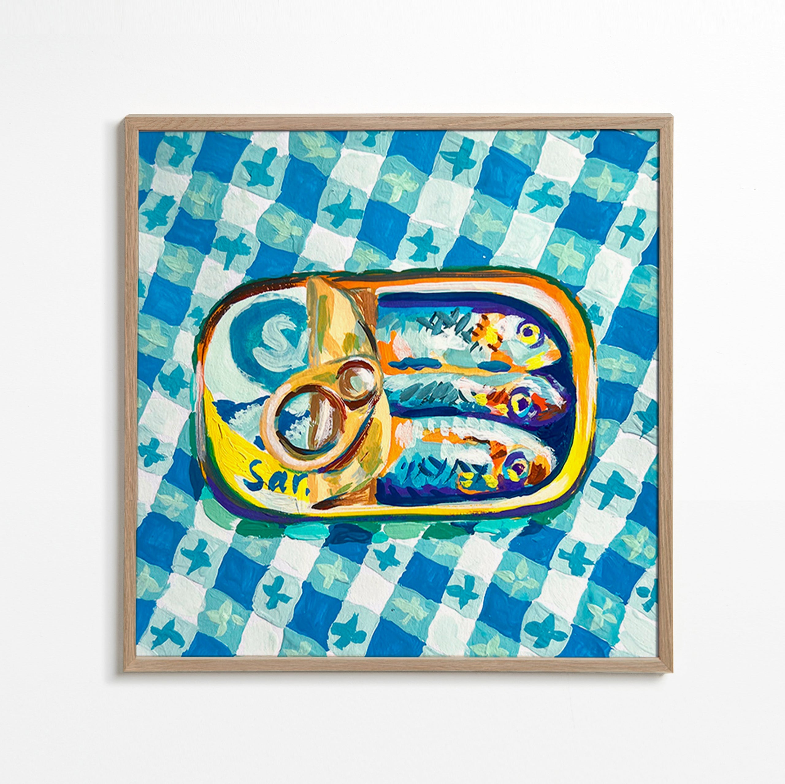 Køkkenkunst: sardindåse påternet stof – Oak Frame
