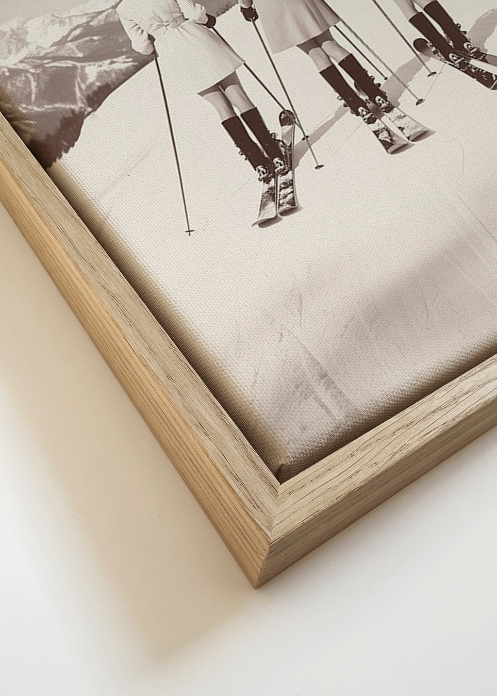 Vintage plakat: skiløbere på række – Canvas detail