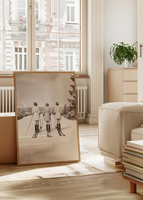 Vintage plakat: skiløbere på række – Product1