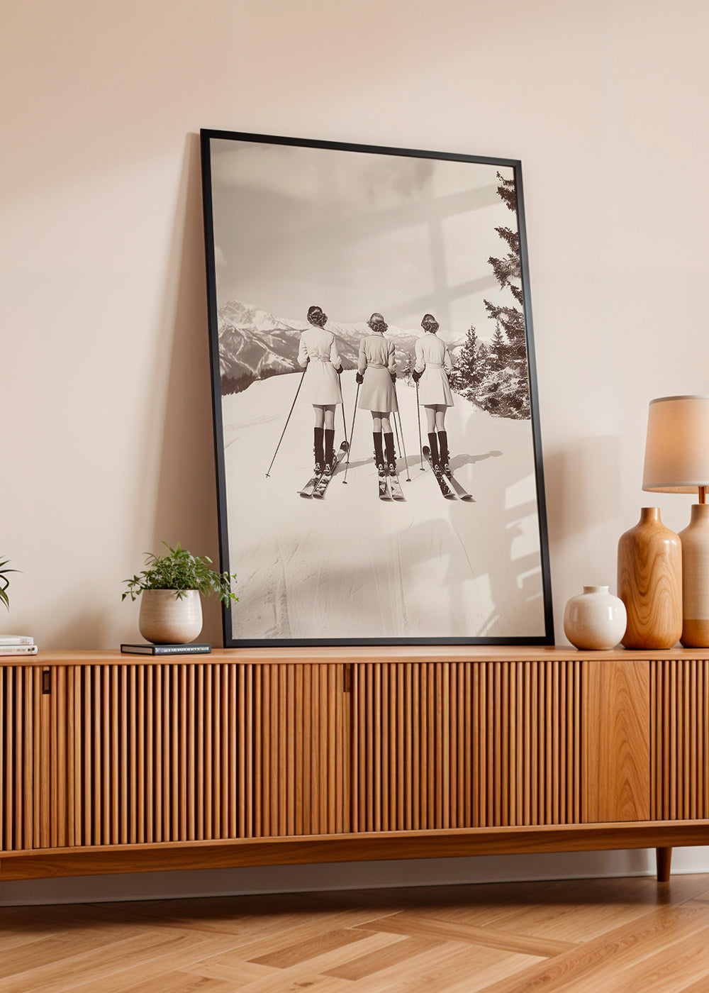 Vintage plakat: skiløbere på række – Product3