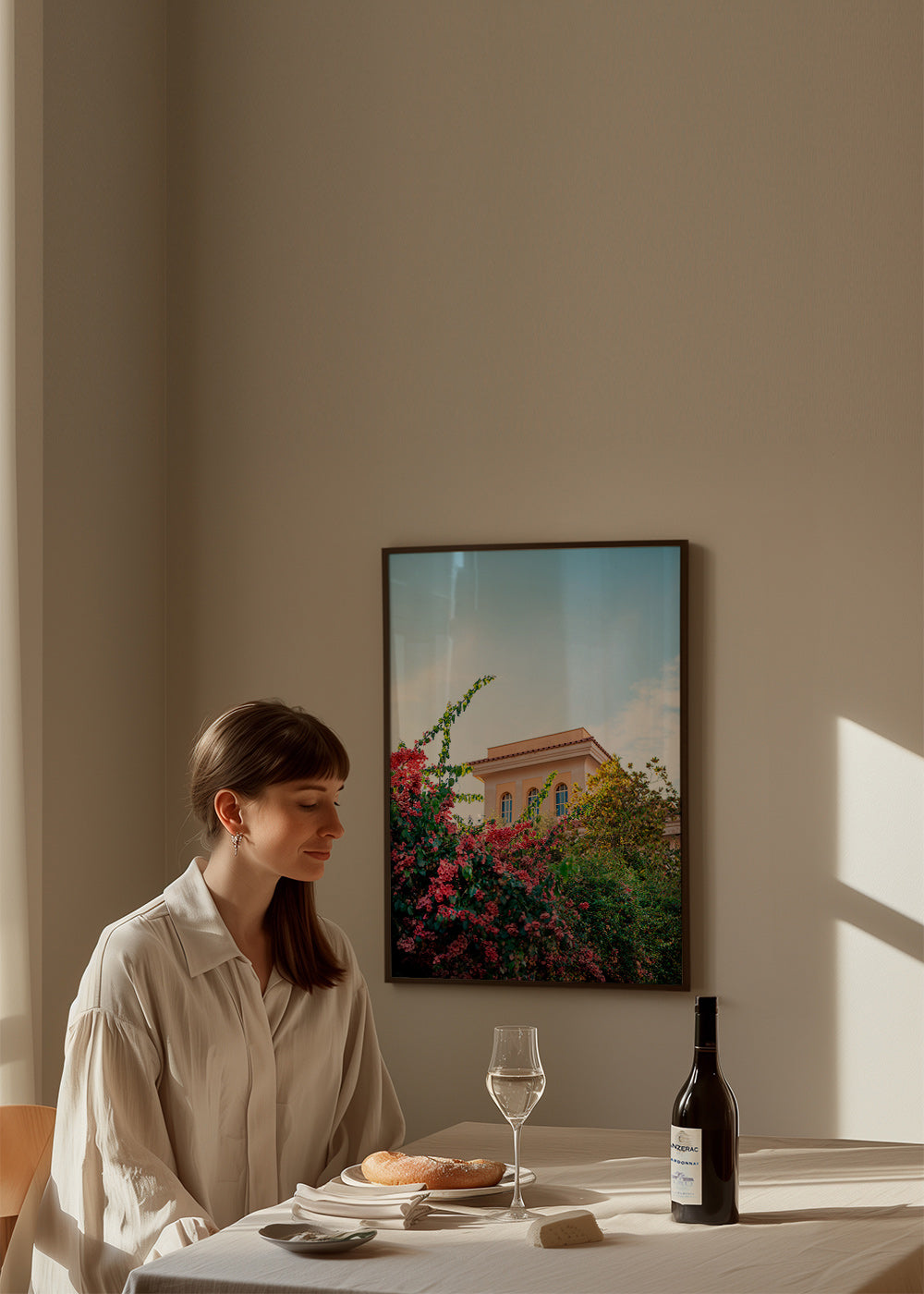 Botanisk plakat med Amalfi-facade og bougainvillea – Product2
