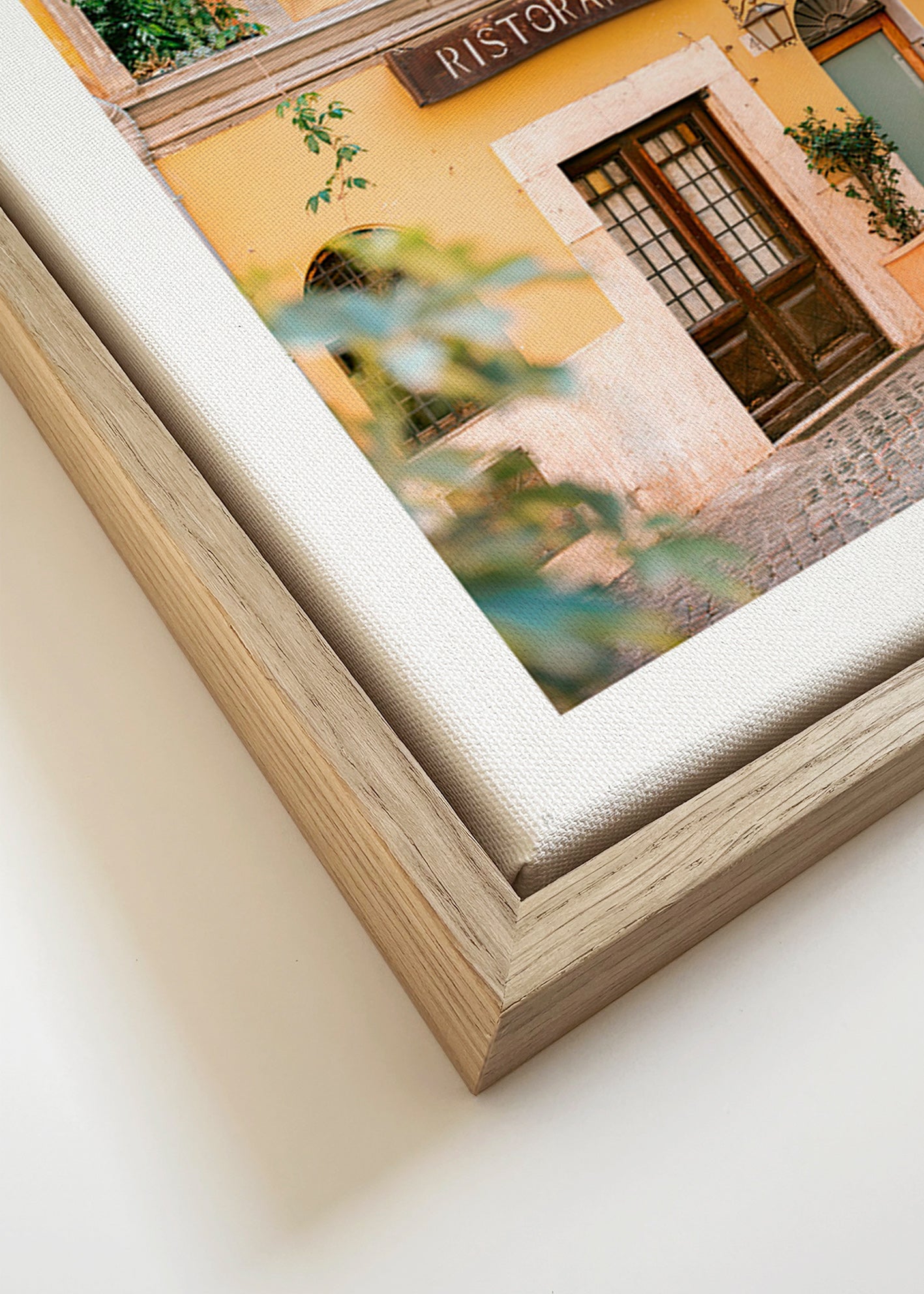 Køkkenkunst: ristorante-facade i varm gul – Canvas detail