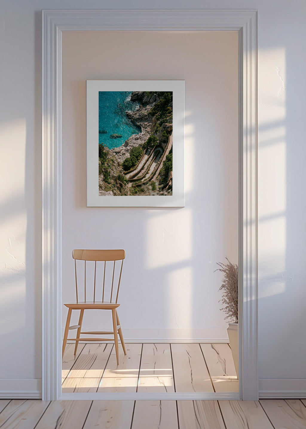 Kystlandskab med terrasserede klipper – Canvas