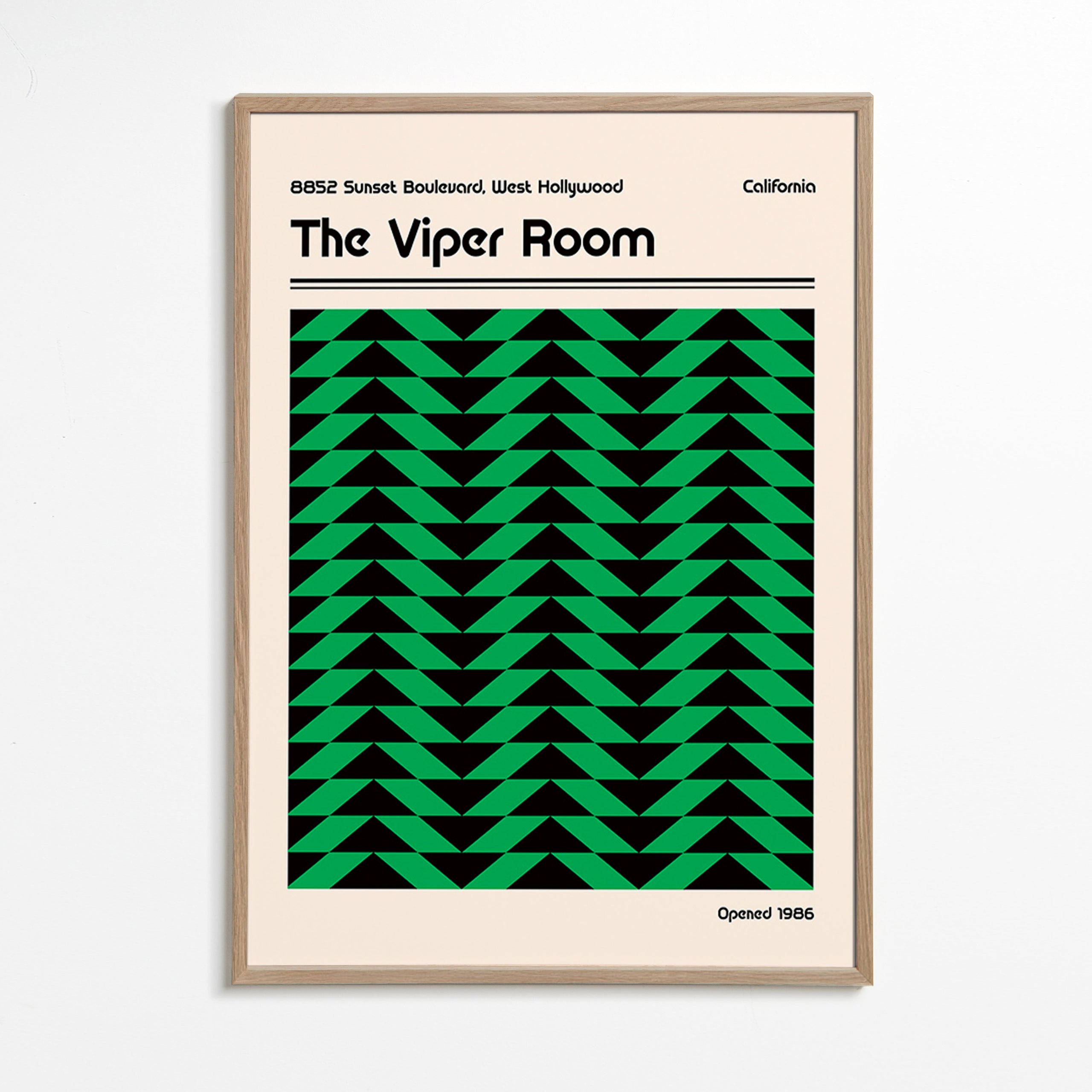 Vintage plakat med grønt geometrisk mønster – Oak Frame