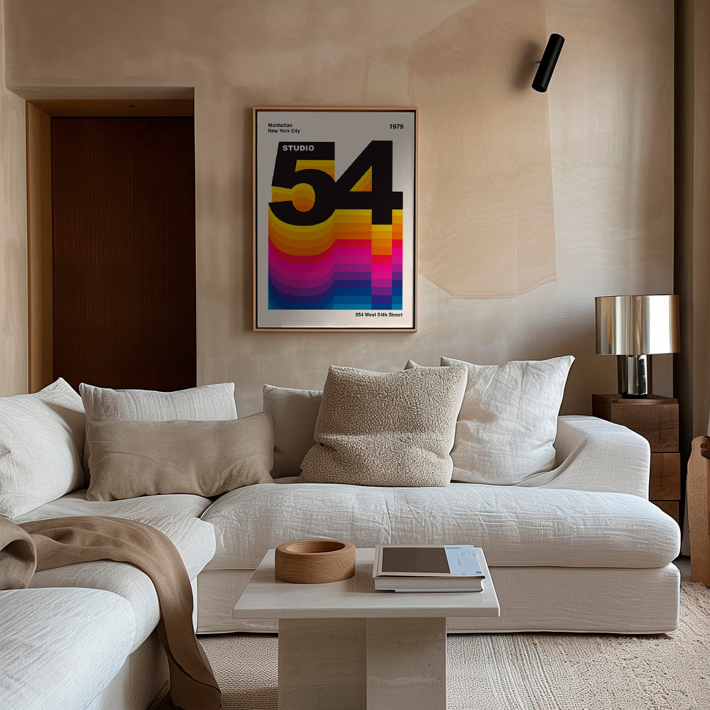 Vintage print Studio 54 med farvebølger – Canvas2