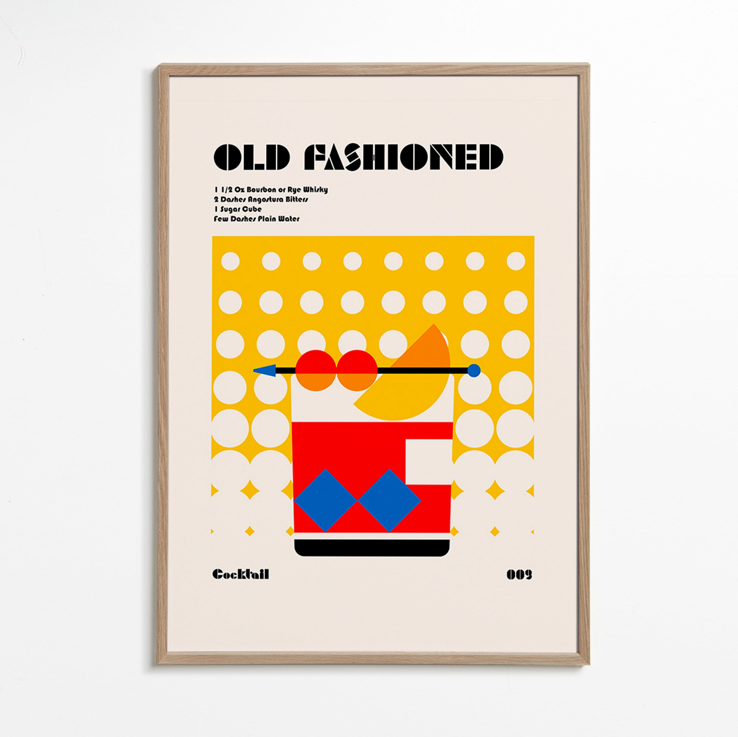 Køkkenkunst Old Fashioned Bauhaus-plakat – Oak Frame