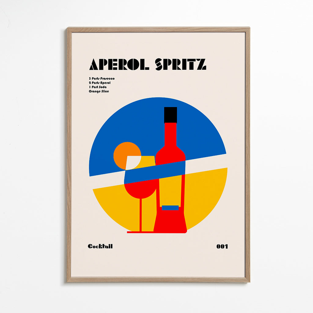 Køkkenkunst Aperol Spritz geometrisk – Oak Frame