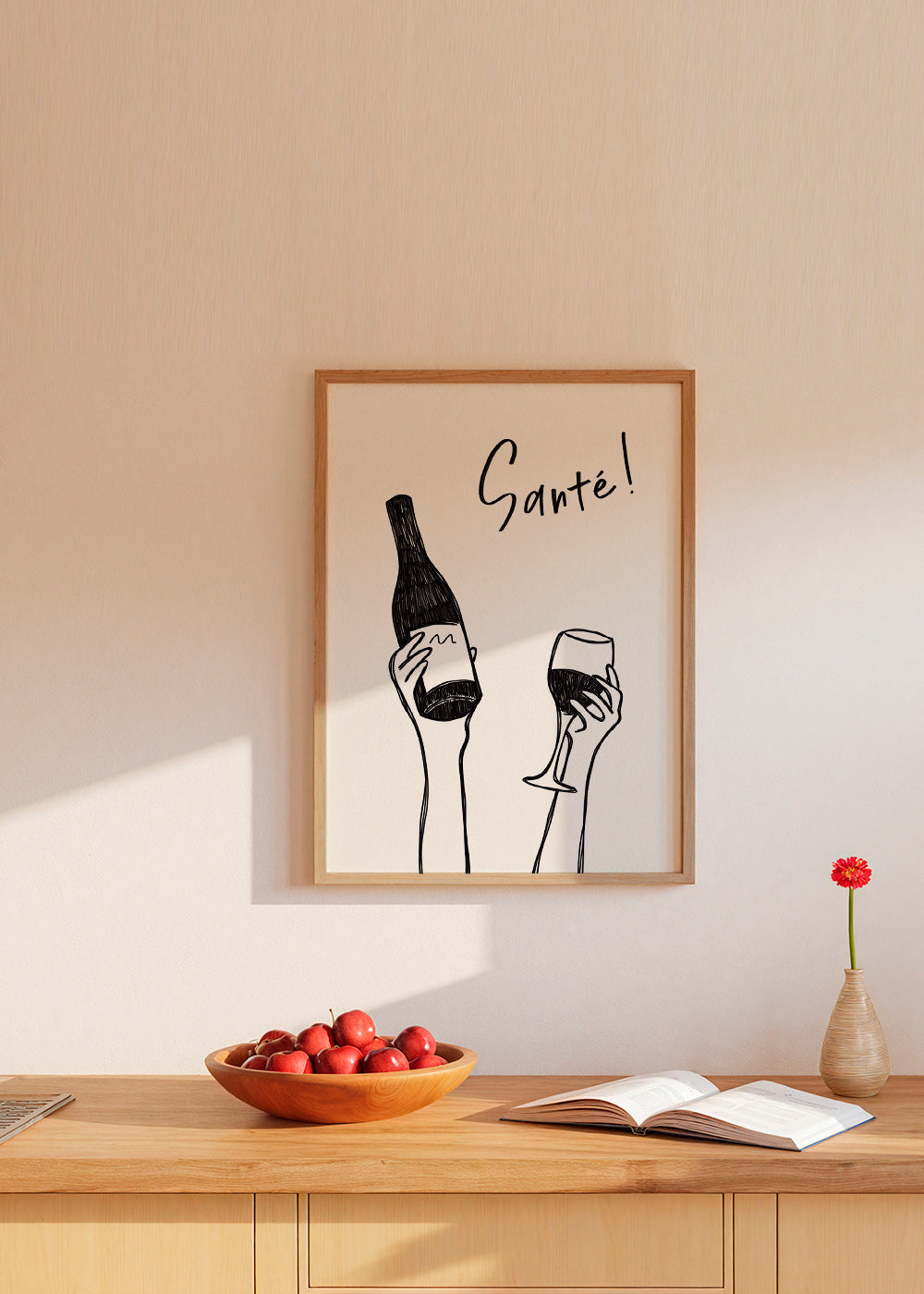 Køkkenkunst med vinflaske og glas – Product3
