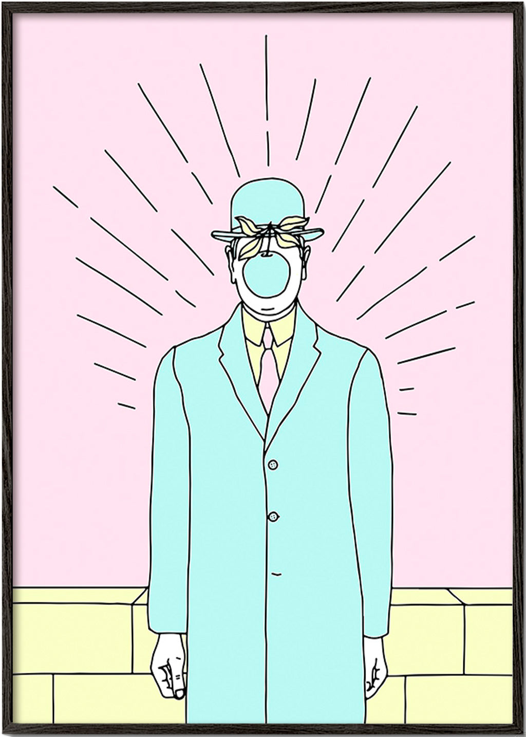 Surreal illustration af mand med æble – Black Frame