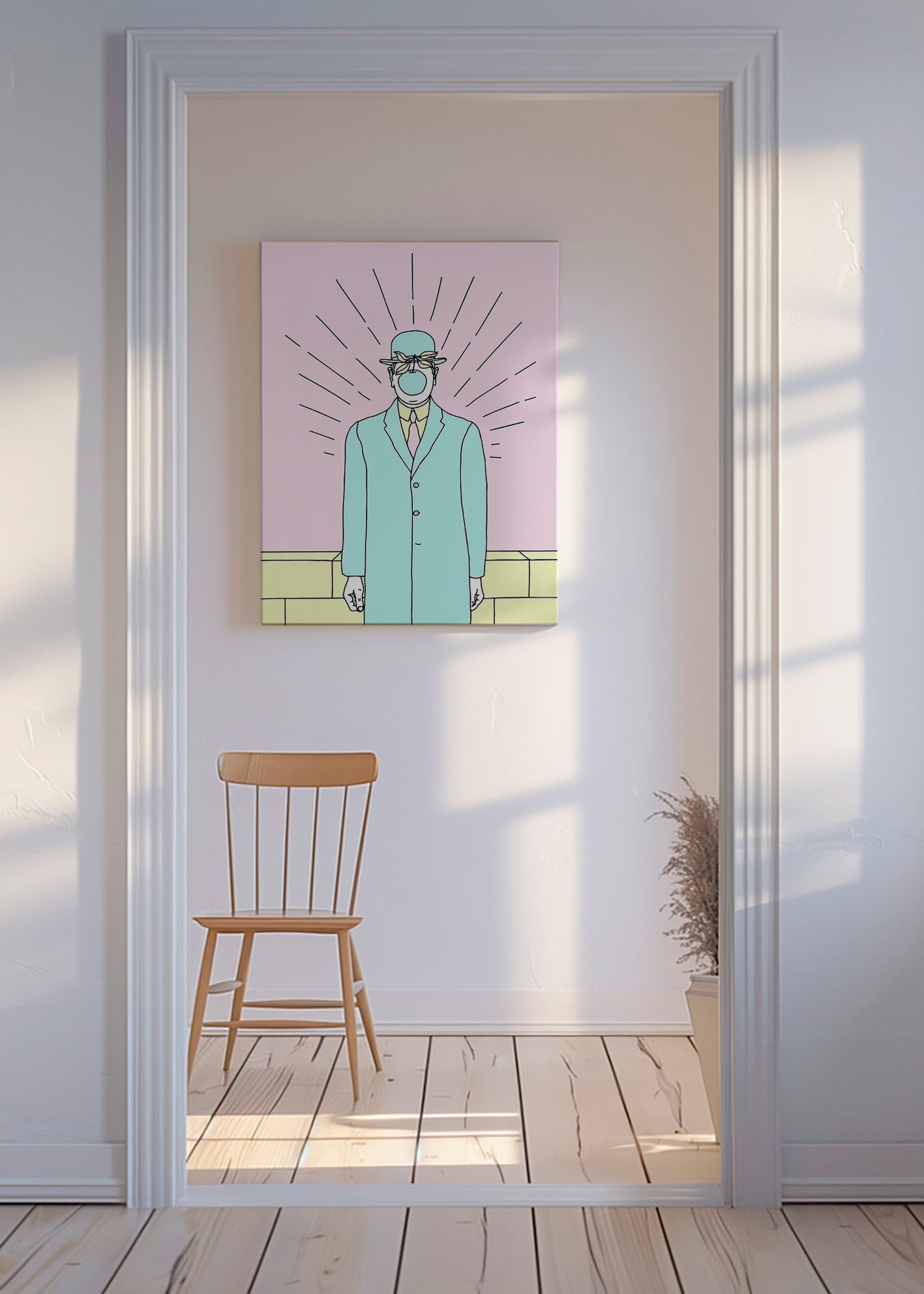 Surreal illustration af mand med æble – Canvas