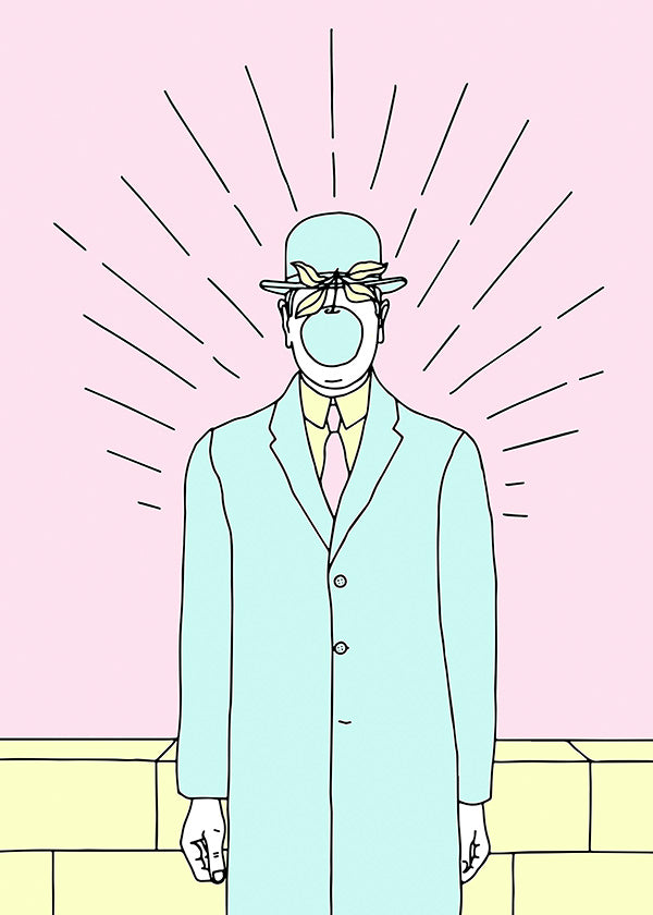Surreal illustration af mand med æble