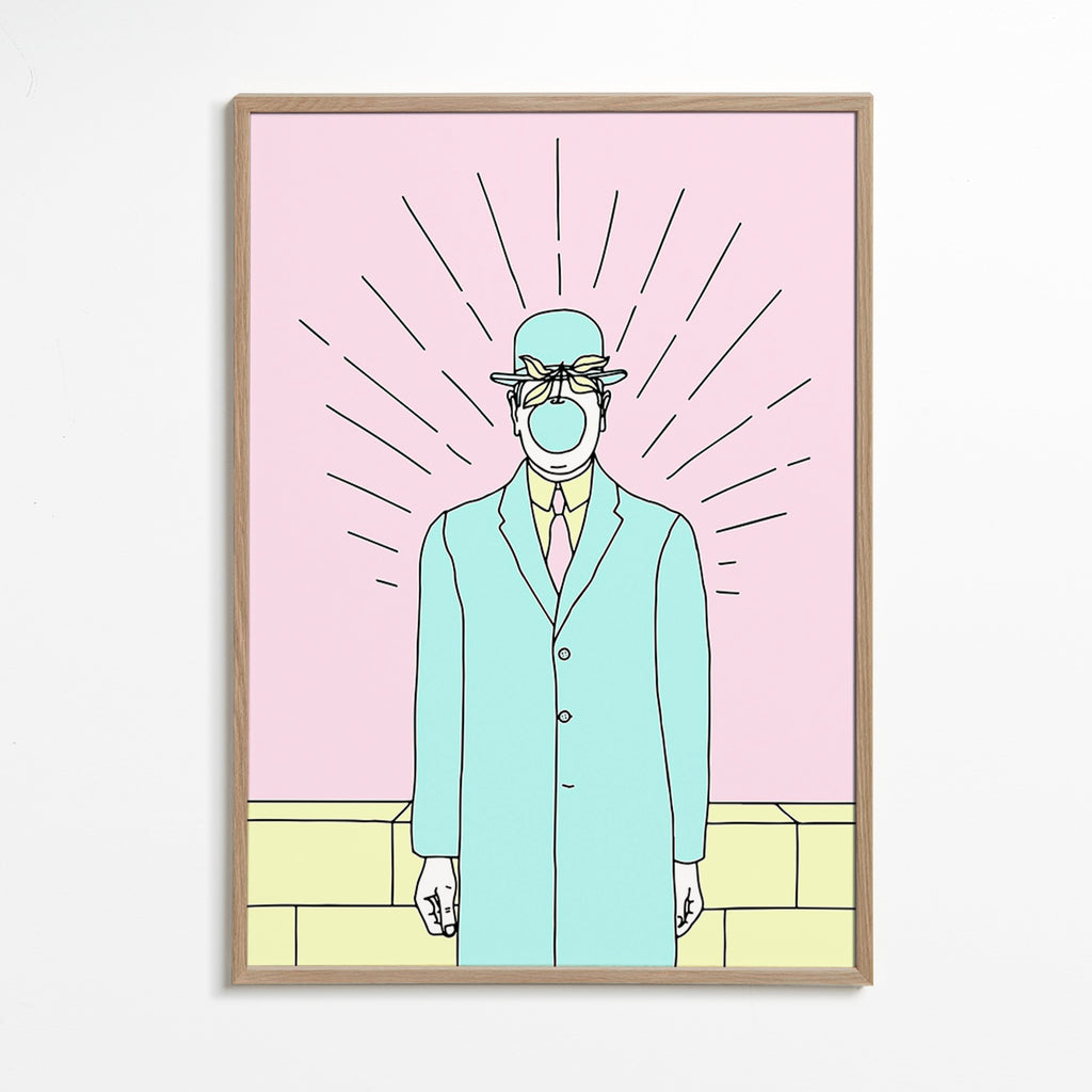 Surreal illustration af mand med æble – Oak Frame