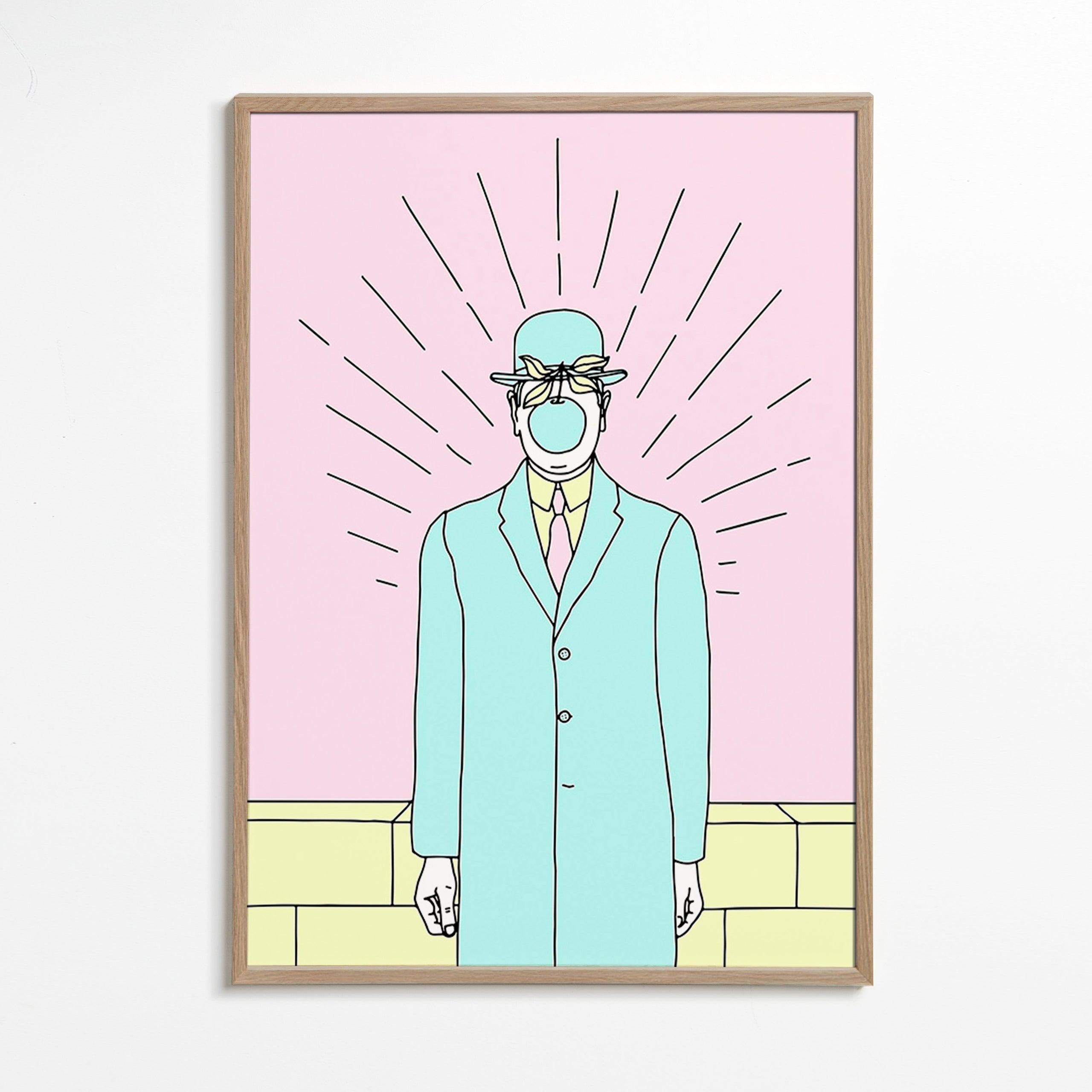 Surreal illustration af mand med æble – Oak Frame