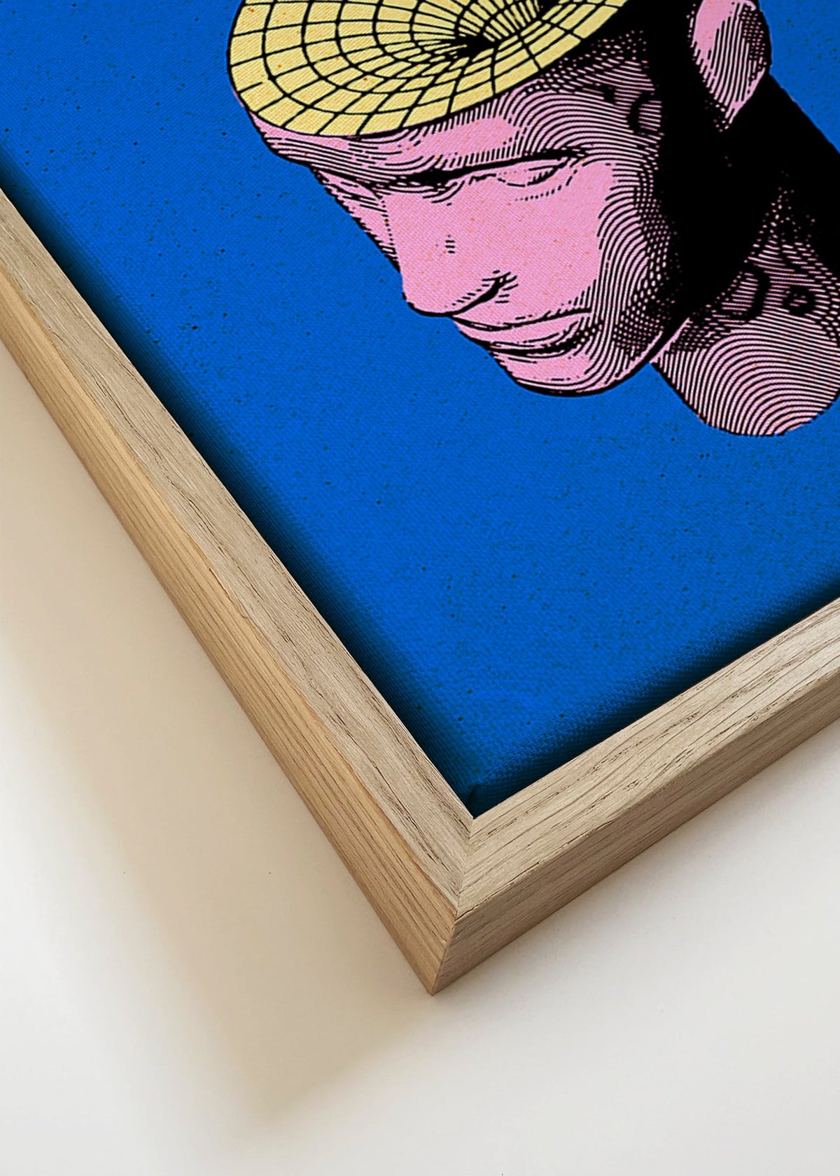 Surrealistisk illustration af hoved med planeter – Canvas detail